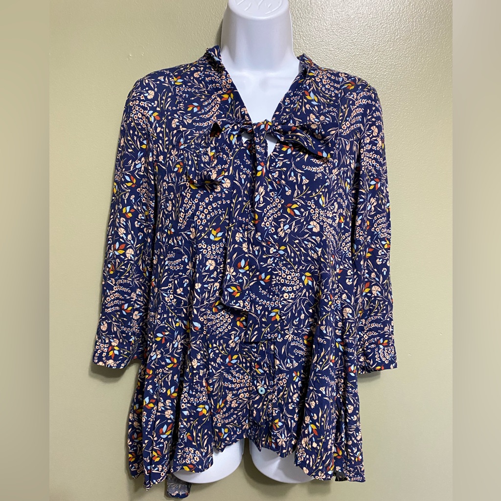 Maeve By Anthropologie Flowered Blouse, Size Xs